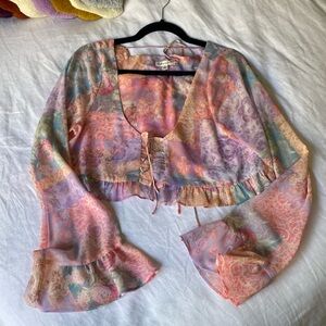 For Love And Lemons Mavis Crop Blouse